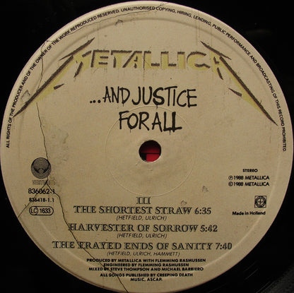 Metallica : ...And Justice For All (2xLP, Album, PRS)