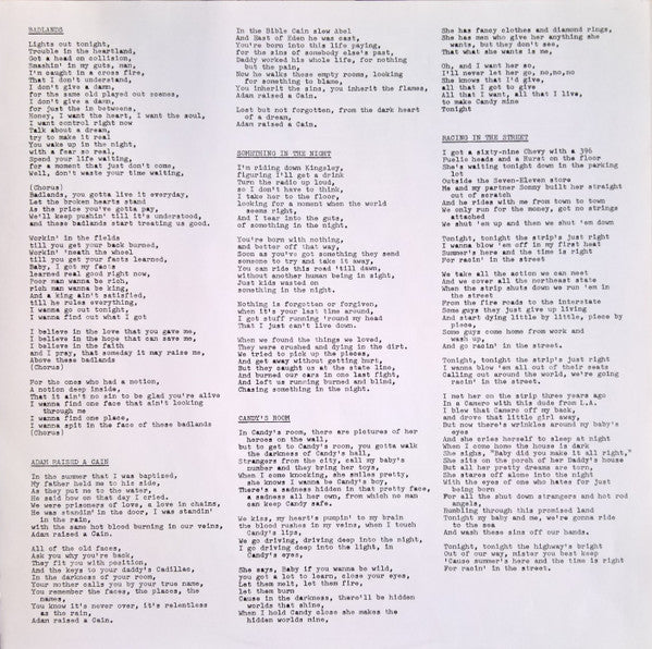 Bruce Springsteen : Darkness On The Edge Of Town (LP, Album, RE)