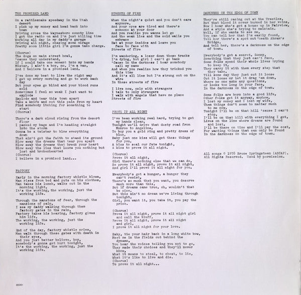 Bruce Springsteen : Darkness On The Edge Of Town (LP, Album, RE)