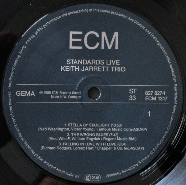 Keith Jarrett Trio : Standards Live (LP, Album)