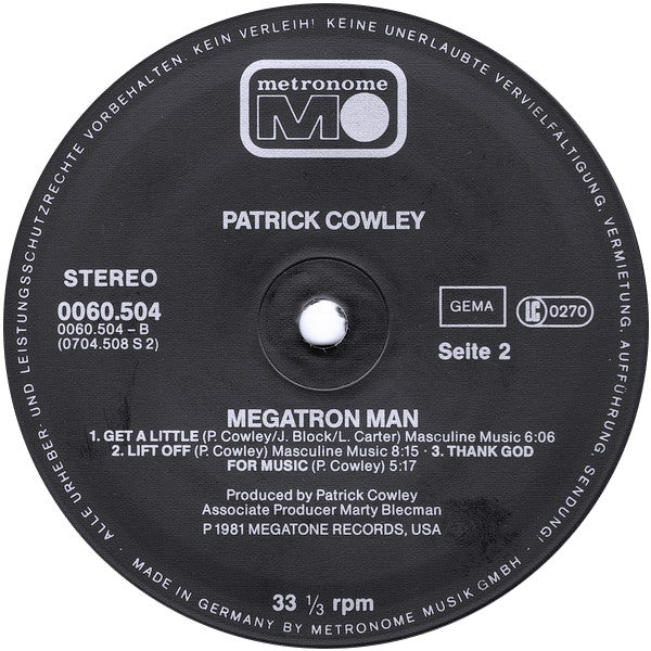 Patrick Cowley : Megatron Man (LP, Album)