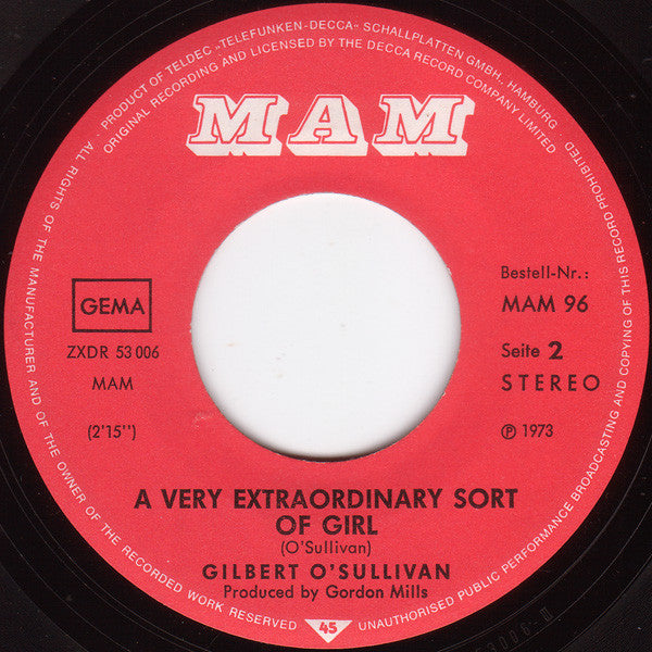 Gilbert O'Sullivan : Get Down (7", Single)