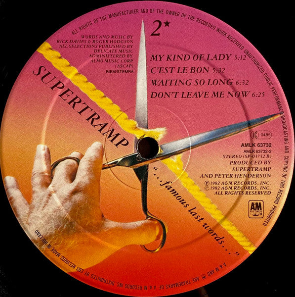 Supertramp : "...Famous Last Words..." (LP, Album)