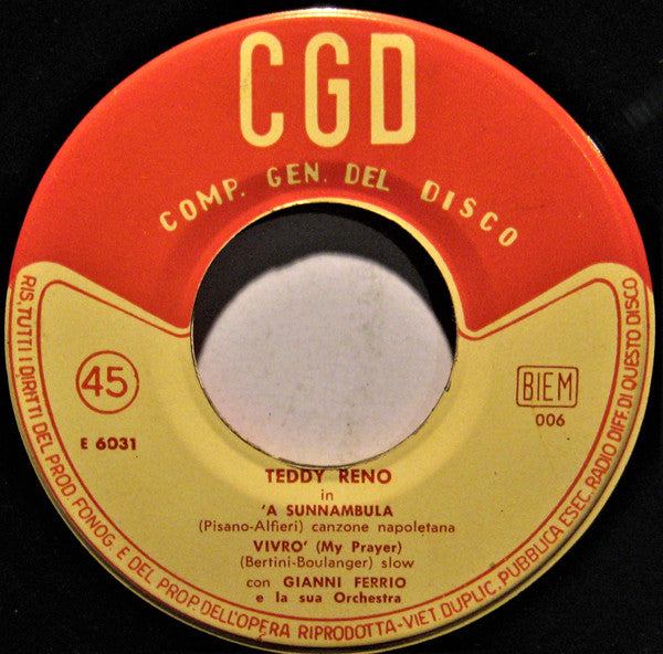 Teddy Reno : Piccolissima Serenata (7", EP)
