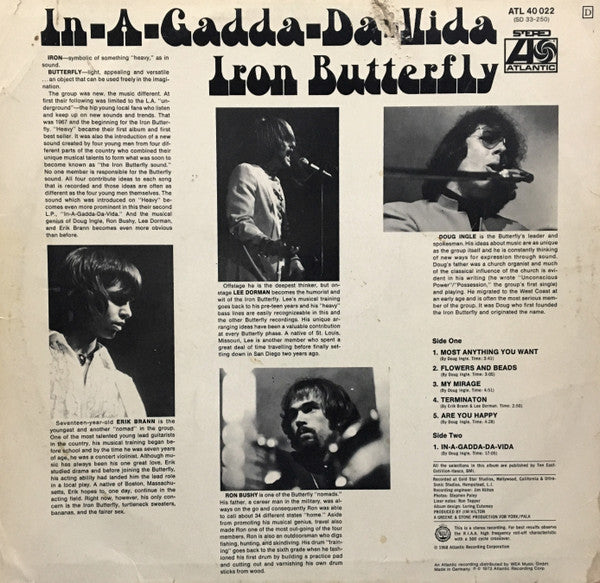 Iron Butterfly : In-A-Gadda-Da-Vida (LP, Album, RP)