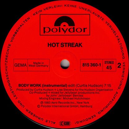 Hot Streak : Body Work (12", Maxi)