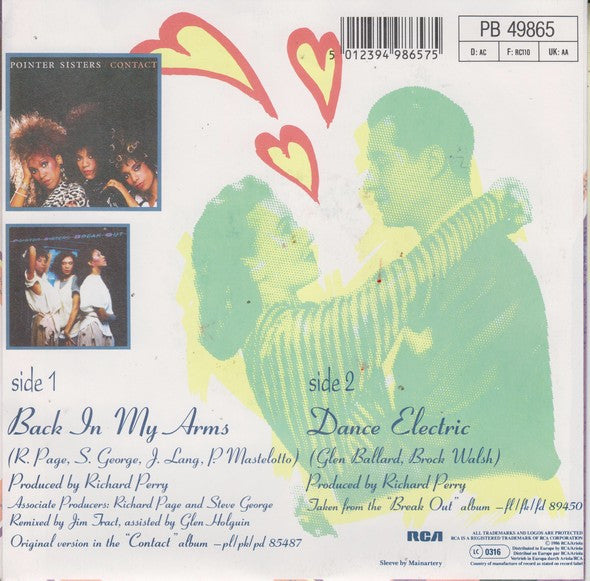 Pointer Sisters : Back In My Arms (7", Single)