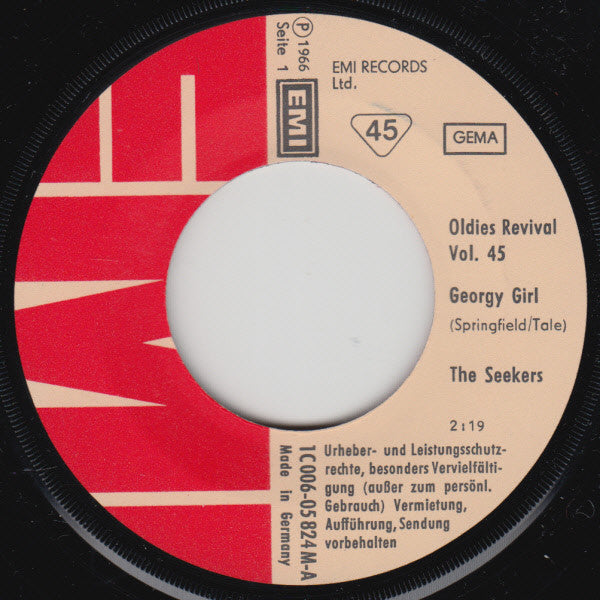 The Seekers : Georgy Girl / The Carnival Is Over (7", Single, RE)