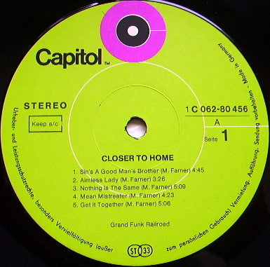 Grand Funk Railroad : Closer To Home (LP, Album, Gat)