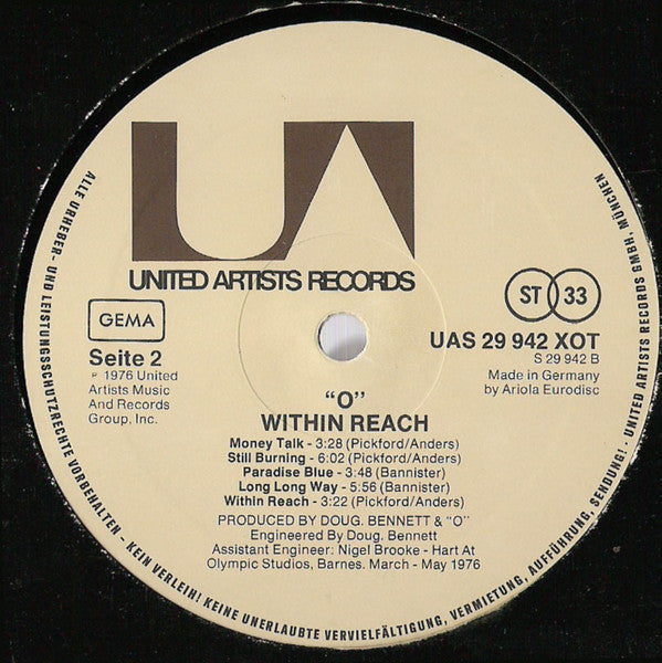 A Band Called "O" : Within Reach (LP, Album)