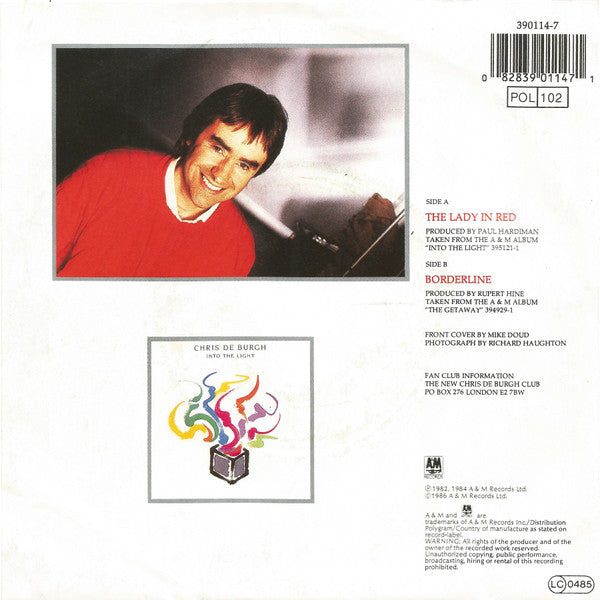 Chris De Burgh : The Lady In Red (7", Single)