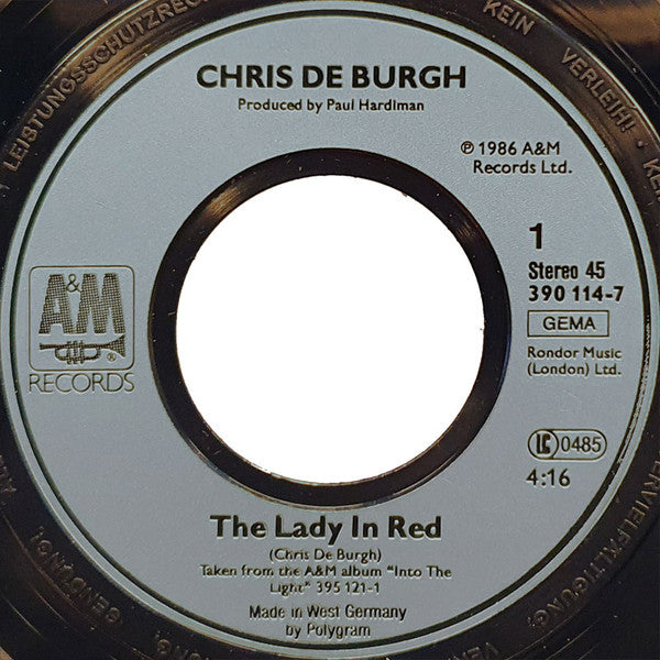 Chris De Burgh : The Lady In Red (7", Single)
