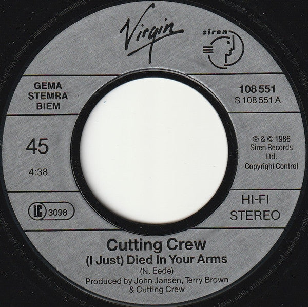 Cutting Crew : (I Just) Died In Your Arms (7", Single)