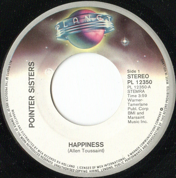 Pointer Sisters : Happiness (7", Single)