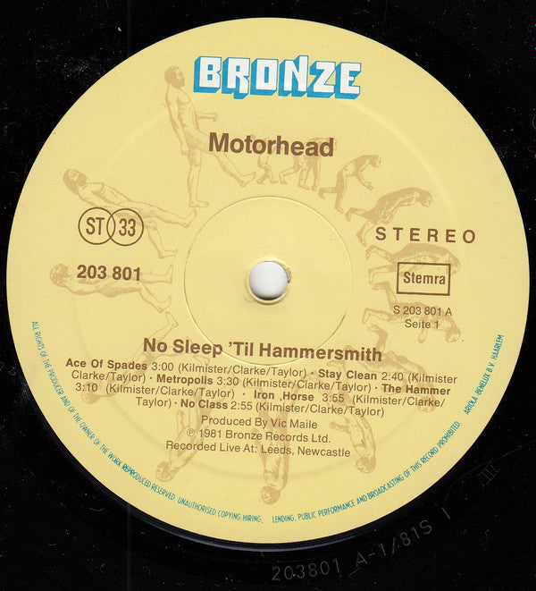 Motörhead : No Sleep 'Til Hammersmith (LP, Album, RE)
