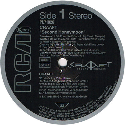 Craaft : Second Honeymoon (LP, Album)
