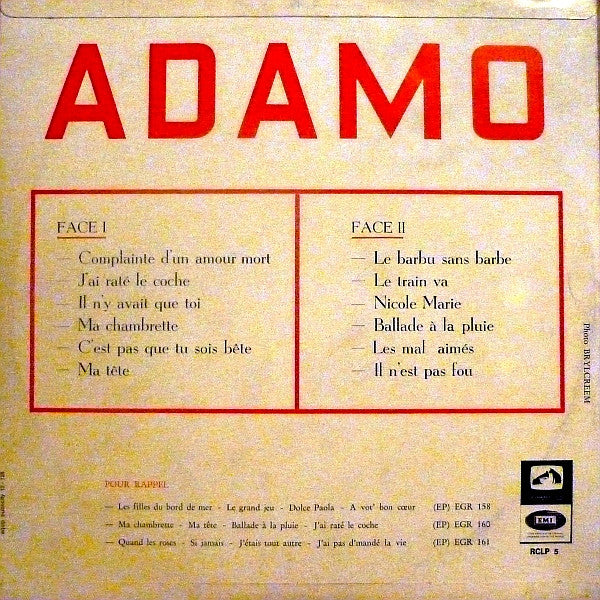 Adamo : Complainte D' Un Amour Mort (LP)