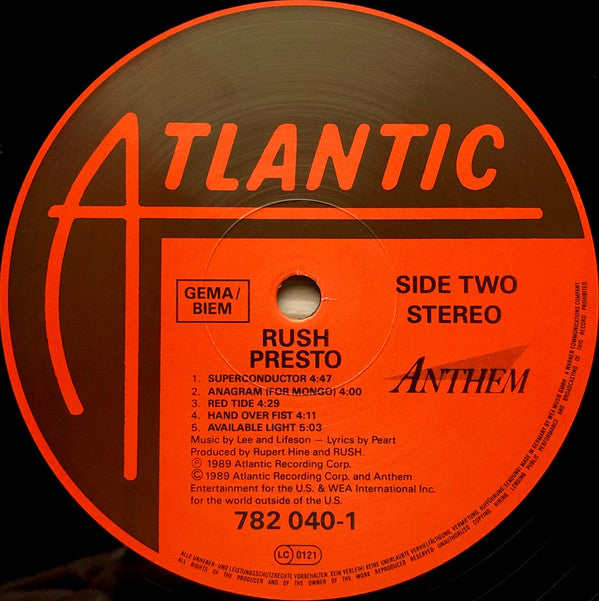 Rush : Presto (LP, Album)