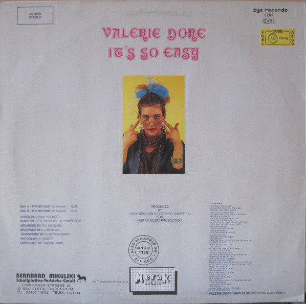Valerie Dore : It's So Easy (12", Maxi)