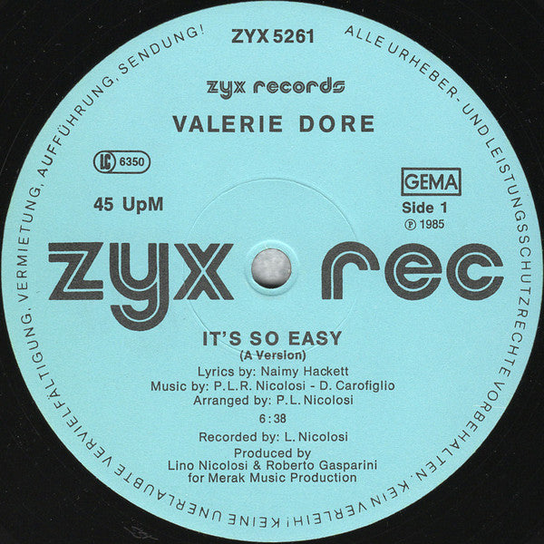 Valerie Dore : It's So Easy (12", Maxi)
