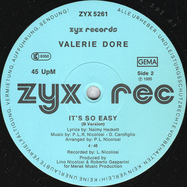 Valerie Dore : It's So Easy (12", Maxi)