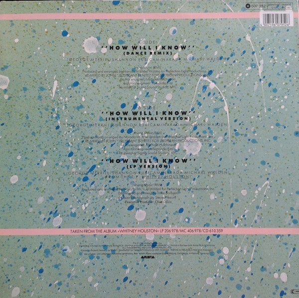 Whitney Houston : How Will I Know (John »Jellybean« Benitez-Remix) (12", Maxi)