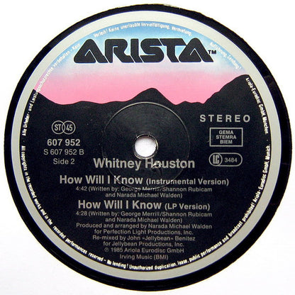 Whitney Houston : How Will I Know (John »Jellybean« Benitez-Remix) (12", Maxi)