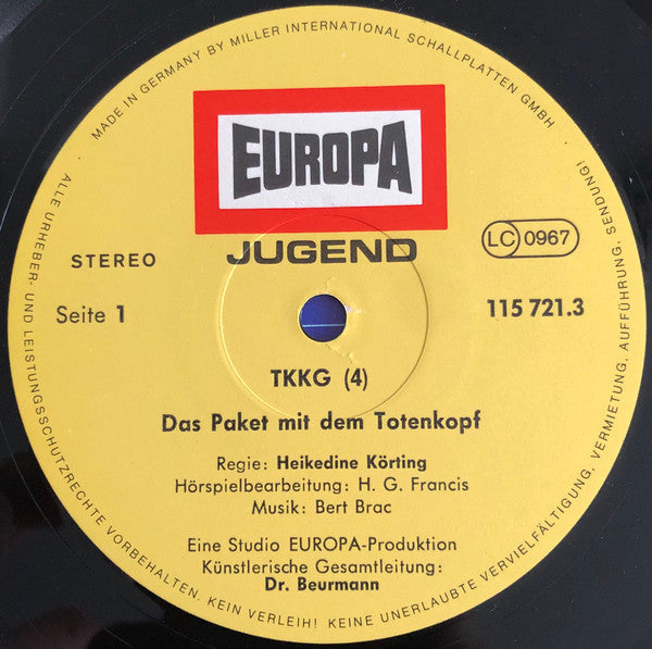 Stefan Wolf : TKKG   4 - Das Paket Mit Dem Totenkopf (LP)