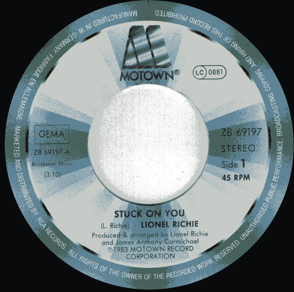 Lionel Richie : Stuck On You (7", Single)