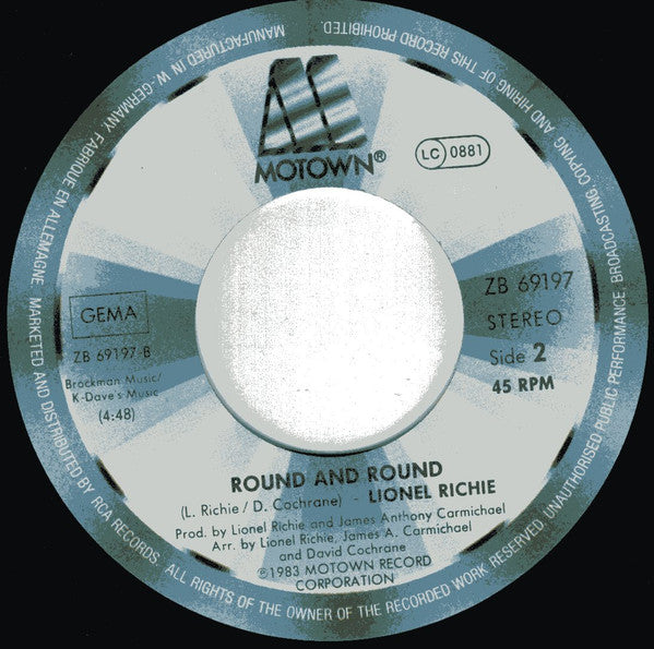 Lionel Richie : Stuck On You (7", Single)