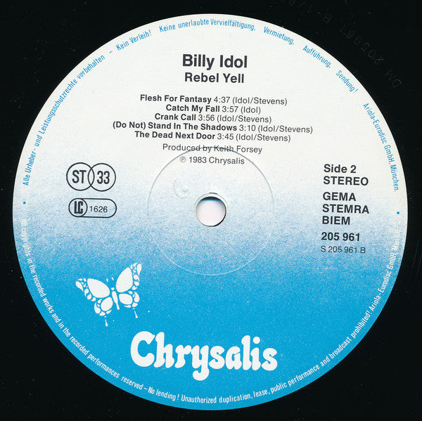 Billy Idol : Rebel Yell (LP, Album)