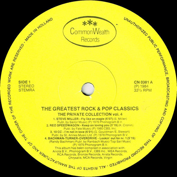 Various : The Greatest Rock And Pop Classics - The Private Collection Vol. 4 (2xLP, Comp, Gat)