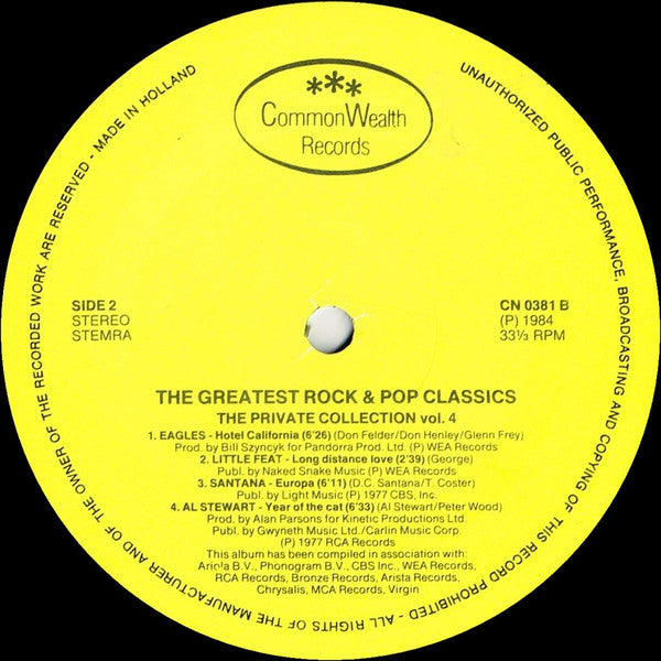 Various : The Greatest Rock And Pop Classics - The Private Collection Vol. 4 (2xLP, Comp, Gat)