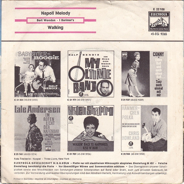 Bert Weedon / I Barimar's : Napoli Melody / Walking (7", Single)