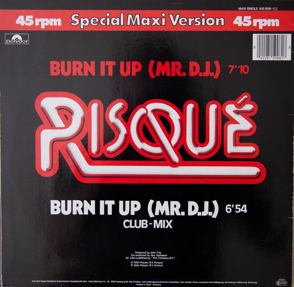 Risqué (2) : Burn It Up (Mr. D.J.) (12", Maxi)