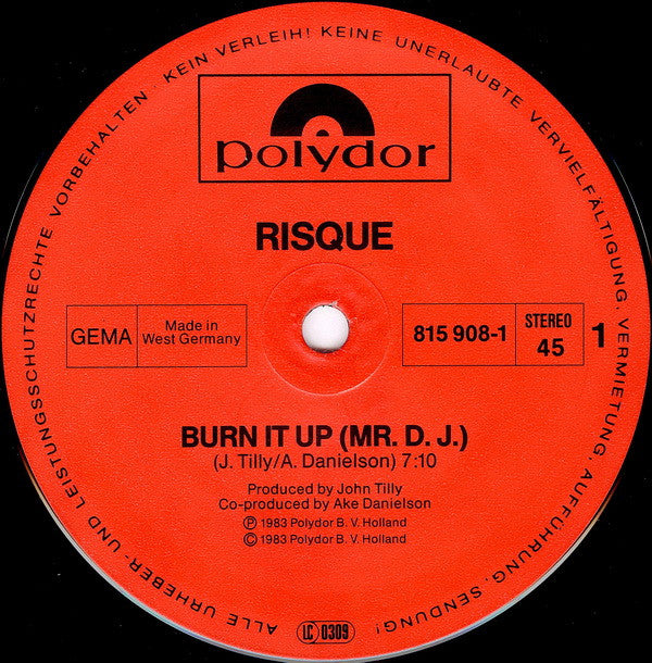Risqué (2) : Burn It Up (Mr. D.J.) (12", Maxi)