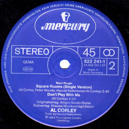 Al Corley : Square Rooms (Long Version) (12", Maxi)