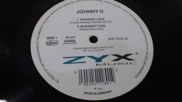 Johnny O : Runaway Love (12", Single)