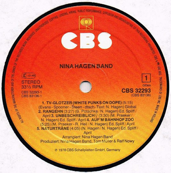 Nina Hagen Band : Nina Hagen Band (LP, Album, RE)