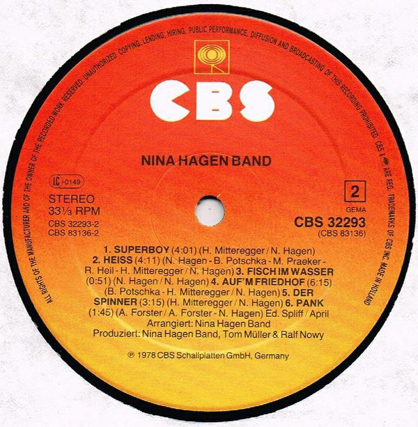 Nina Hagen Band : Nina Hagen Band (LP, Album, RE)