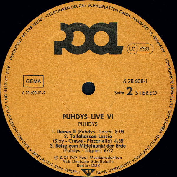 Puhdys : Puhdys 6 Live (2xLP, Album)