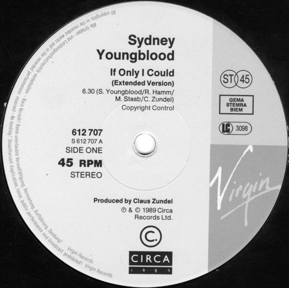 Sydney Youngblood : If Only I Could / Ain't No Sunshine / Congratulations (12")
