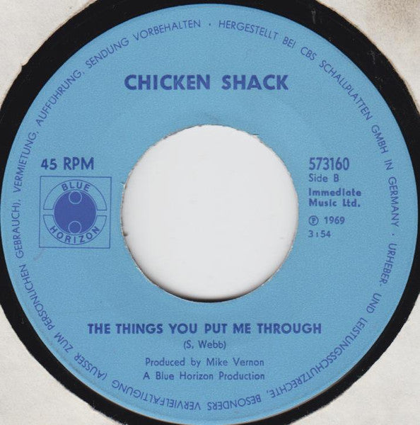 Chicken Shack : Tears In The Wind (7", Single, Mono)