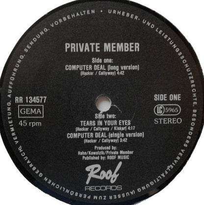 Private Member : Computer Deal / Tears In Your Eyes (12")