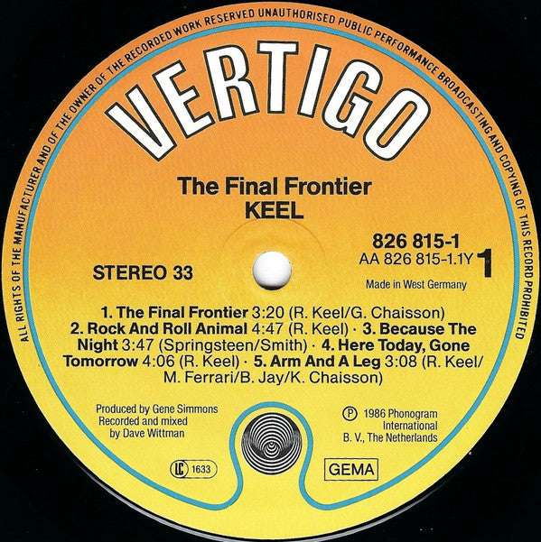 Keel : The Final Frontier (LP, Album)