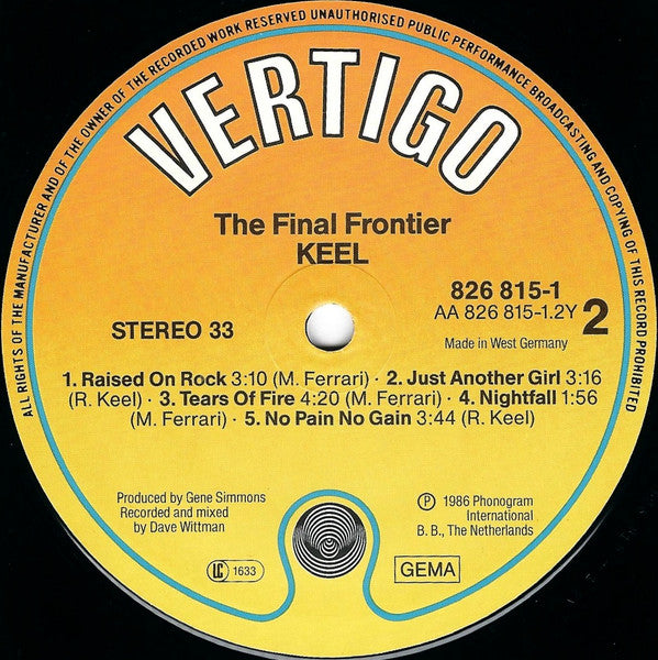 Keel : The Final Frontier (LP, Album)