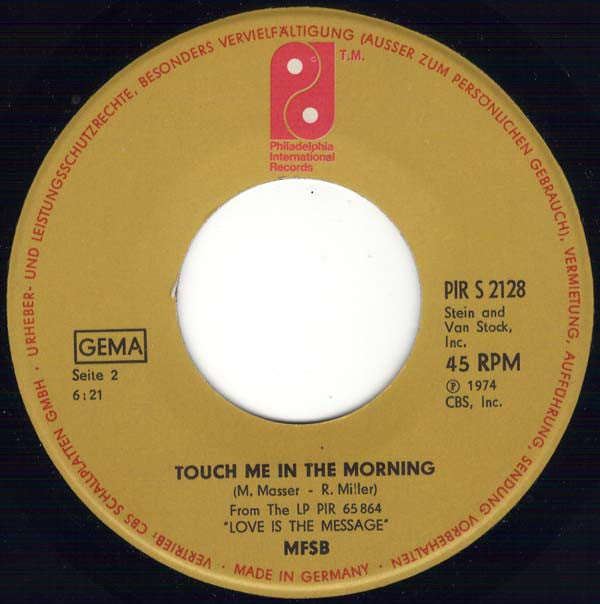 MFSB Featuring The Three Degrees : TSOP (The Sound Of Philadelphia) (7", Single)