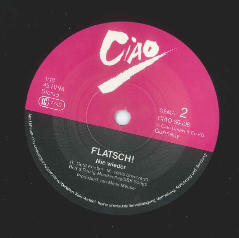Flatsch! : Keske Tü Fä (7", Single)