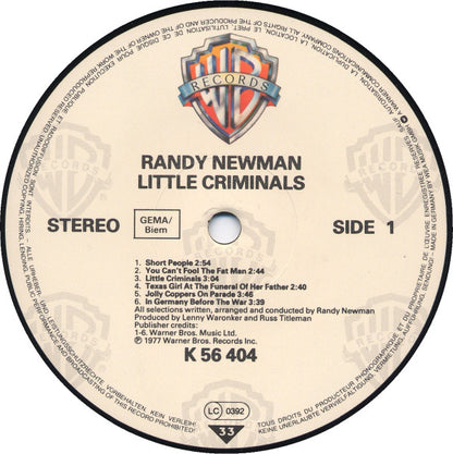 Randy Newman : Little Criminals (LP, Album, RP)