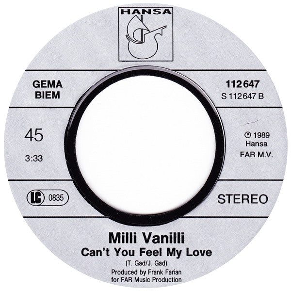 Milli Vanilli : Girl I'm Gonna Miss You (7", Single)
